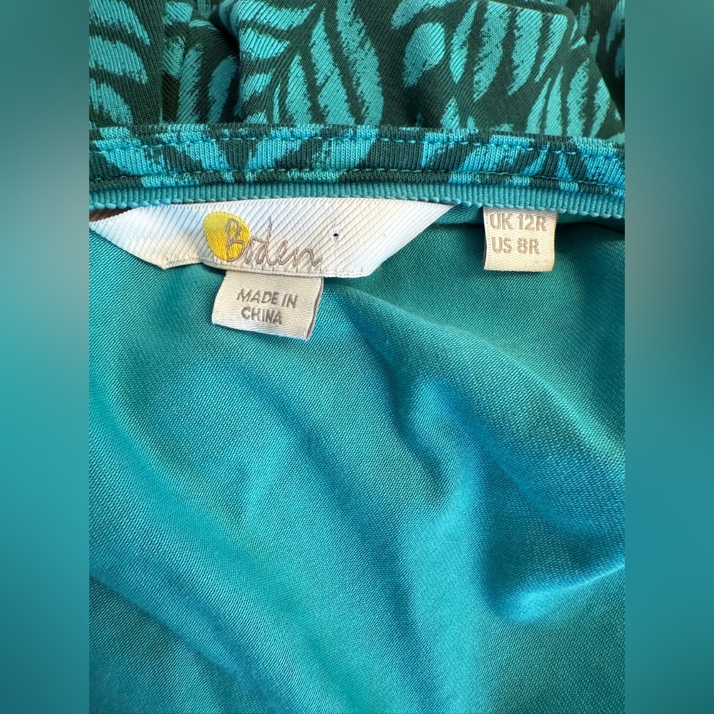 Boden Tie Waist Ruby Jersey Romper in Palm Leaf Size US 8 R - Picture 7 of 11